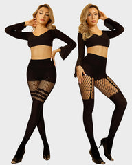 Mock Thigh High Stockings For Women Sexy Fishnet Tights Suspender Pantyhose  (3 Pairs)