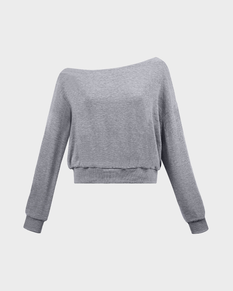 Soft Stretchy Off-Shoulder Long Sleeve Sweatshirt