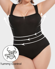 SheCurve® Ribbed Strappy Square Neck Shaping Bodysuits