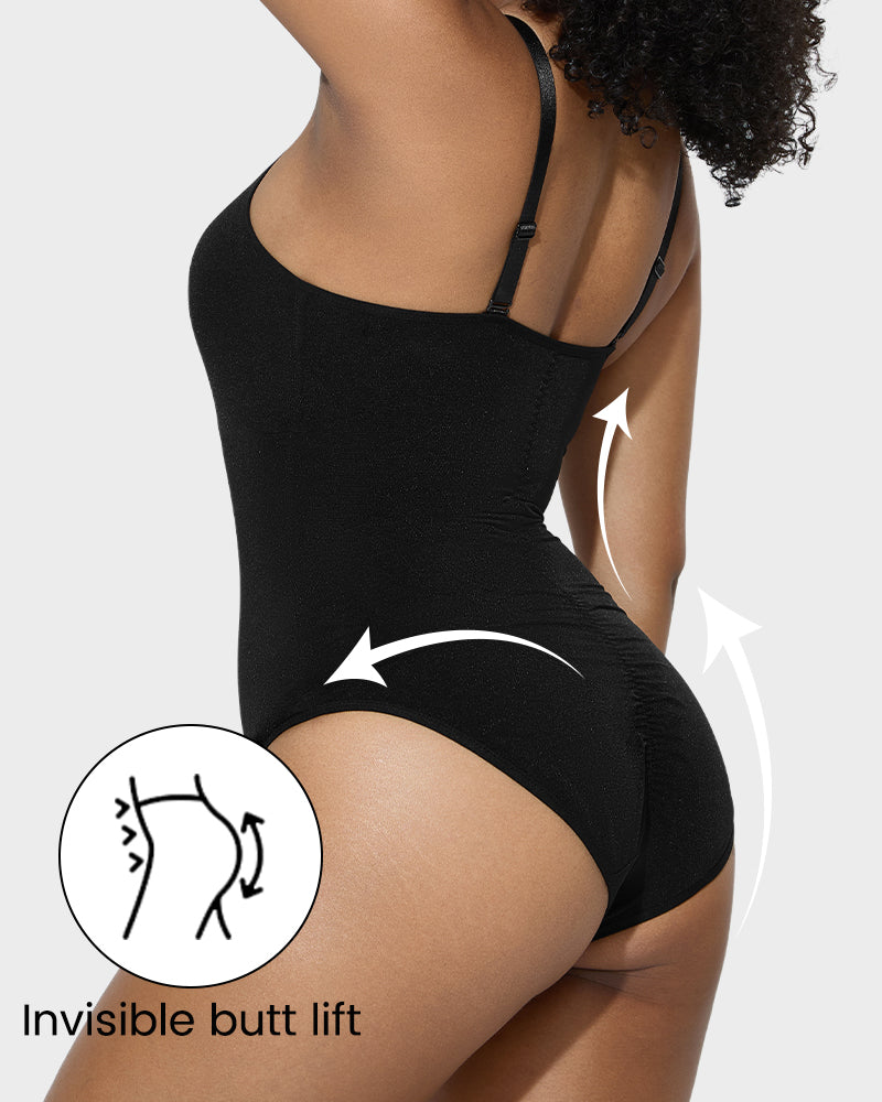 Criss-Cross Mesh Panel Sculpting Bodysuit