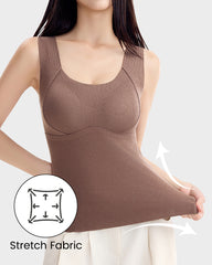 Knit Ribbed Built-In Bra Thickened Thermal Tank Top