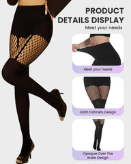 Mock Thigh High Stockings For Women Sexy Fishnet Tights Suspender Pantyhose  (3 Pairs)