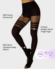 Mock Thigh High Stockings For Women Sexy Fishnet Tights Suspender Pantyhose  (3 Pairs)