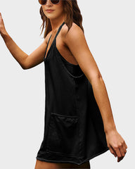 Casual Sleeveless Mini Dress With Built-In Shorts