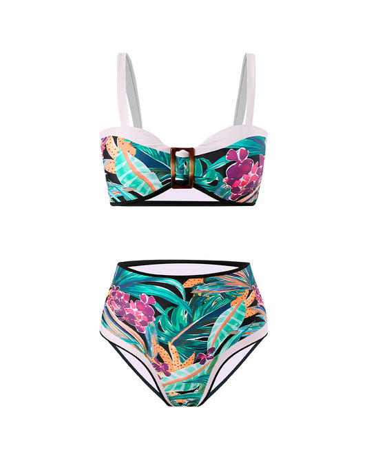 Stylish High Waist Floral Print Bikini Set