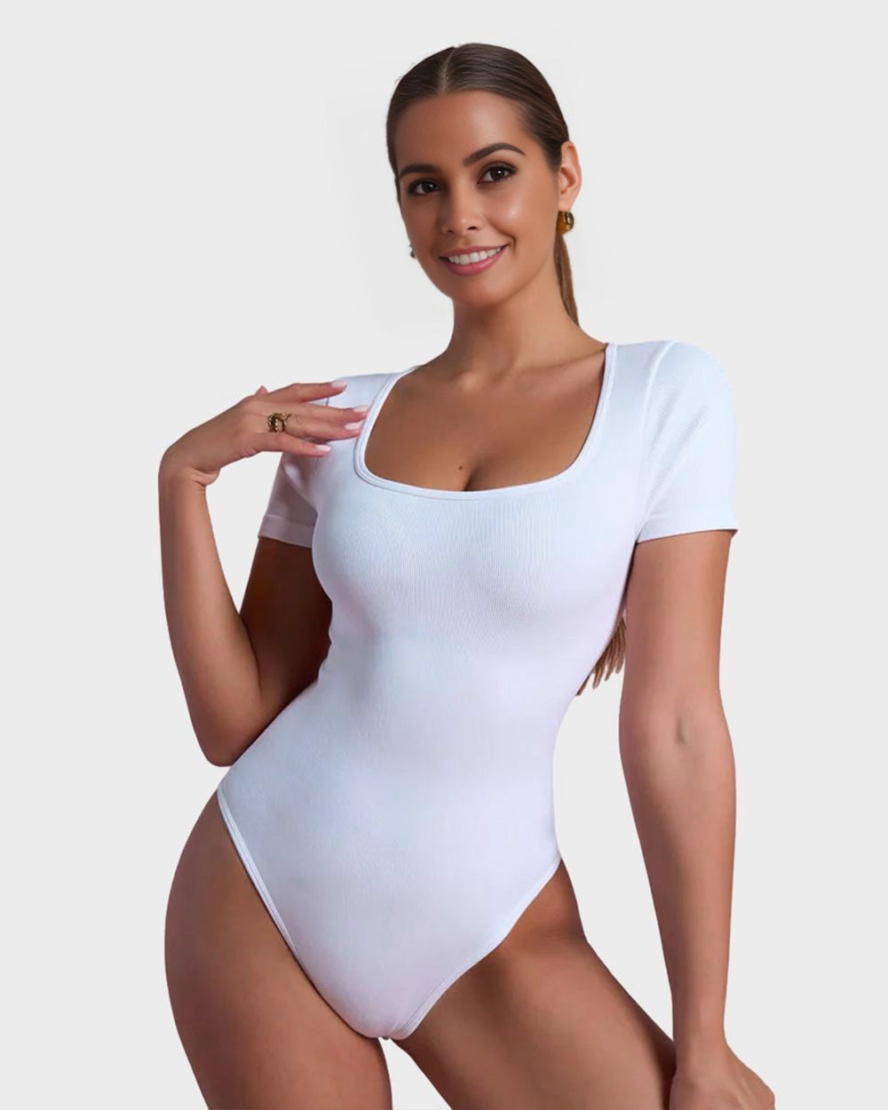 SheCurve® Basic Square Neck Thong Bodysuit