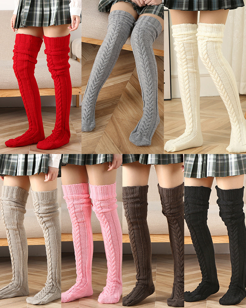 SheCurve®Warm Cable Knit Over-Knee Socks