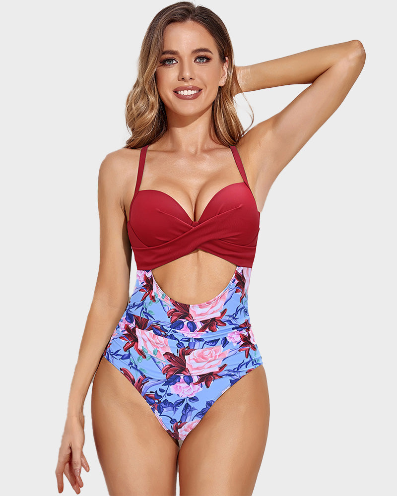 SheCurve® Crisscross Cutout One-Piece Swimwear