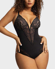 SheCurve® Sexy Lace Deep-V Neck Bodysuit