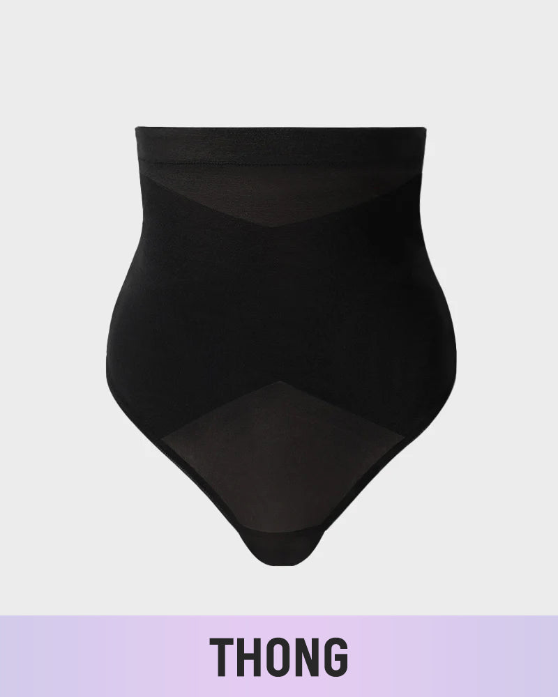 High Waist Criss-Cross Mesh Shaping Thong