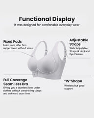 Shecurve®Enhanced w Support Adjustment Comfort Bra-Black+Skin