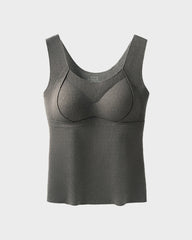 Knit Ribbed Built-In Bra Thickened Thermal Tank Top