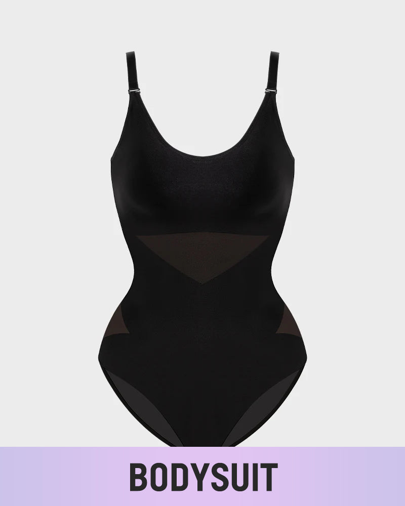 Criss-Cross Mesh Sculpting Bodysuit