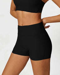 SheCurve®Comfort High Waist Ribbed Workout Shorts