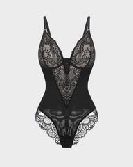 SheCurve® Sexy Lace Deep-V Neck Bodysuit