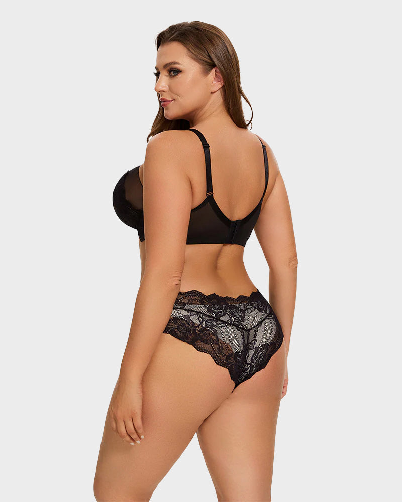 SheCurve® Full Coverage Lace Black Minimizer Bra