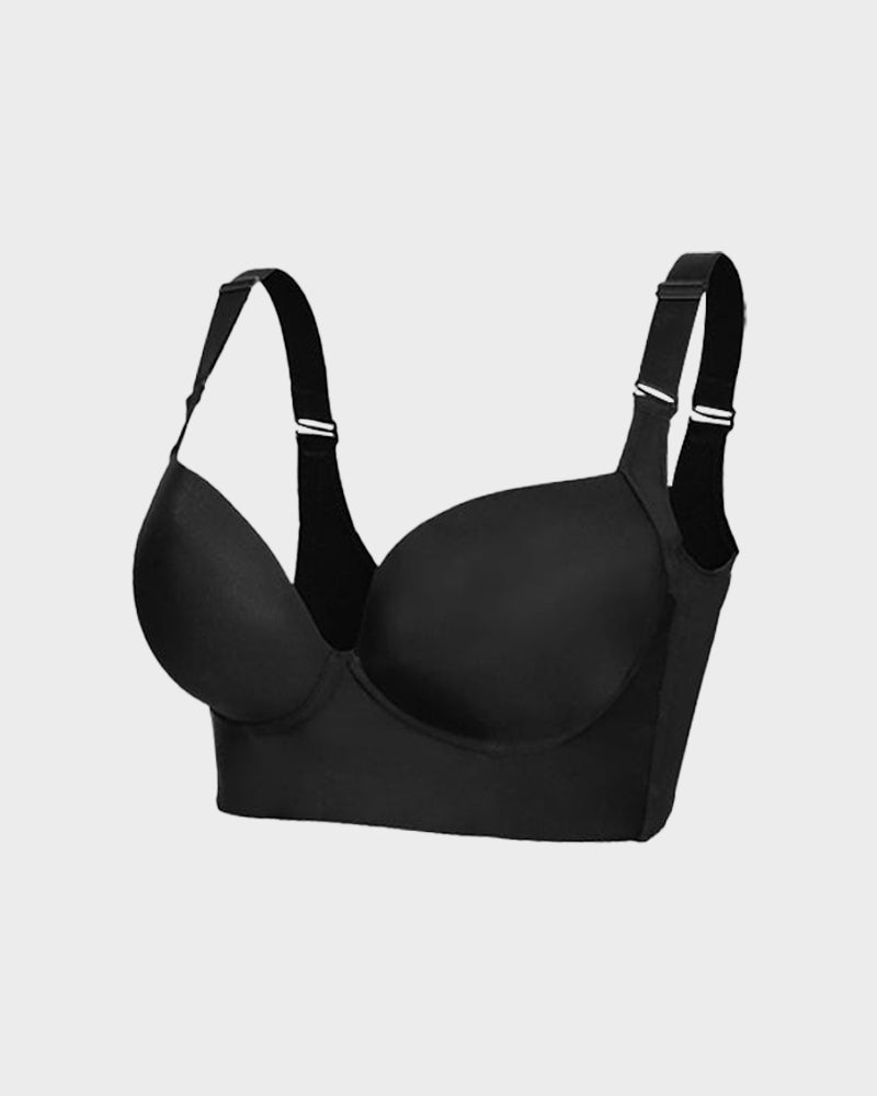 SheCurve® Push-Up Back Smoothing Bra - Black+Beige (2 PACK）