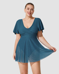 Plus Size Full Coverage Ruffle Swimdress