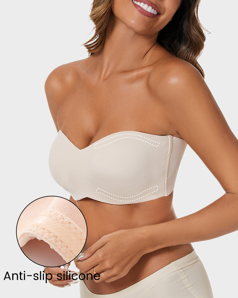 SheCurve® Full Support Non-Slip Convertible Bandeau Bra -Nude