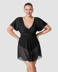 Plus Size Full Coverage Ruffle Swimdress