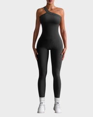 Yoga Jumpsuits Workout Ribbed One Shoulder One Piece Sport Jumpsuits