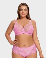 SheCurve® Full Coverage Lace Pink Minimizer Bra