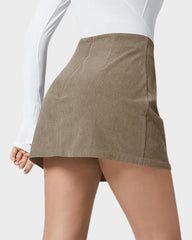 2-in-1 High Waisted Corduroy A-Line Skirt