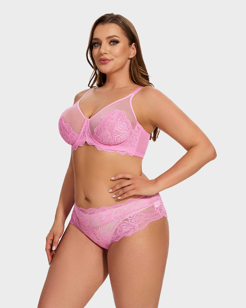 SheCurve® Full Coverage Lace Pink Minimizer Bra