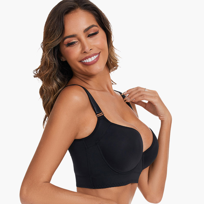 SheCurve® Push-Up Back Smoothing Bra - Black+Beige (2 PACK）