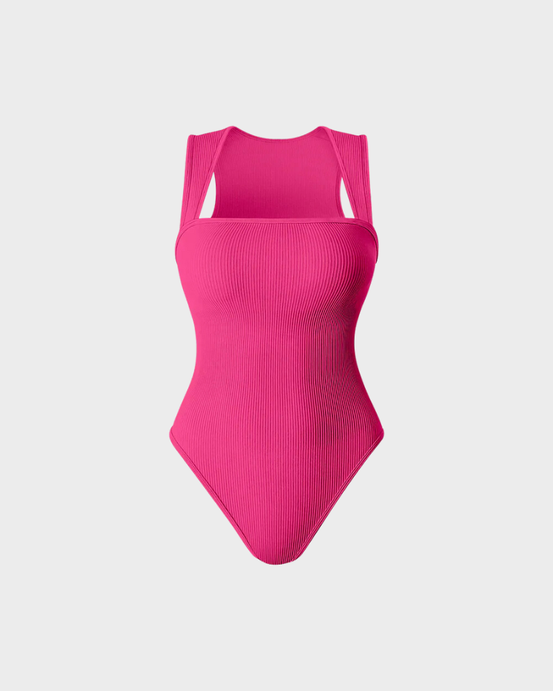 SheCurve® Ribbed Strappy Square Neck Bodysuits