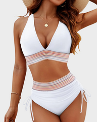 SheCurve®High Waisted Tummy Control Color Block Bikini Sets