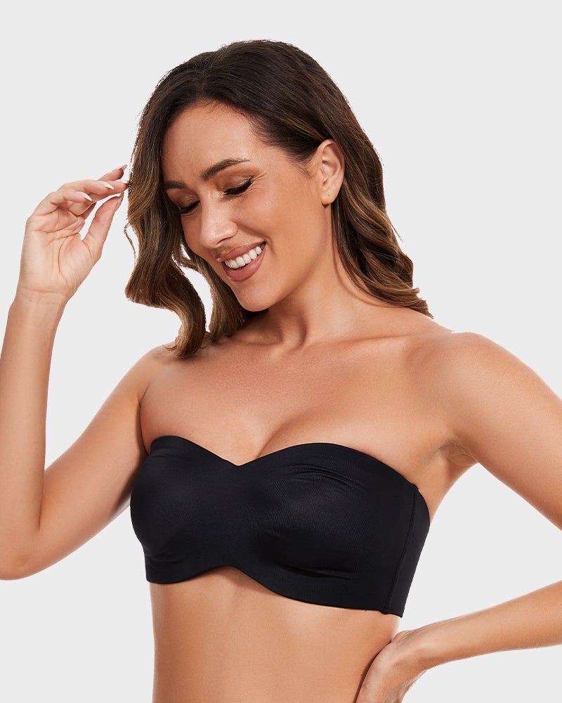 SheCurve® Full Support Non-Slip Convertible Bandeau Bra-Black