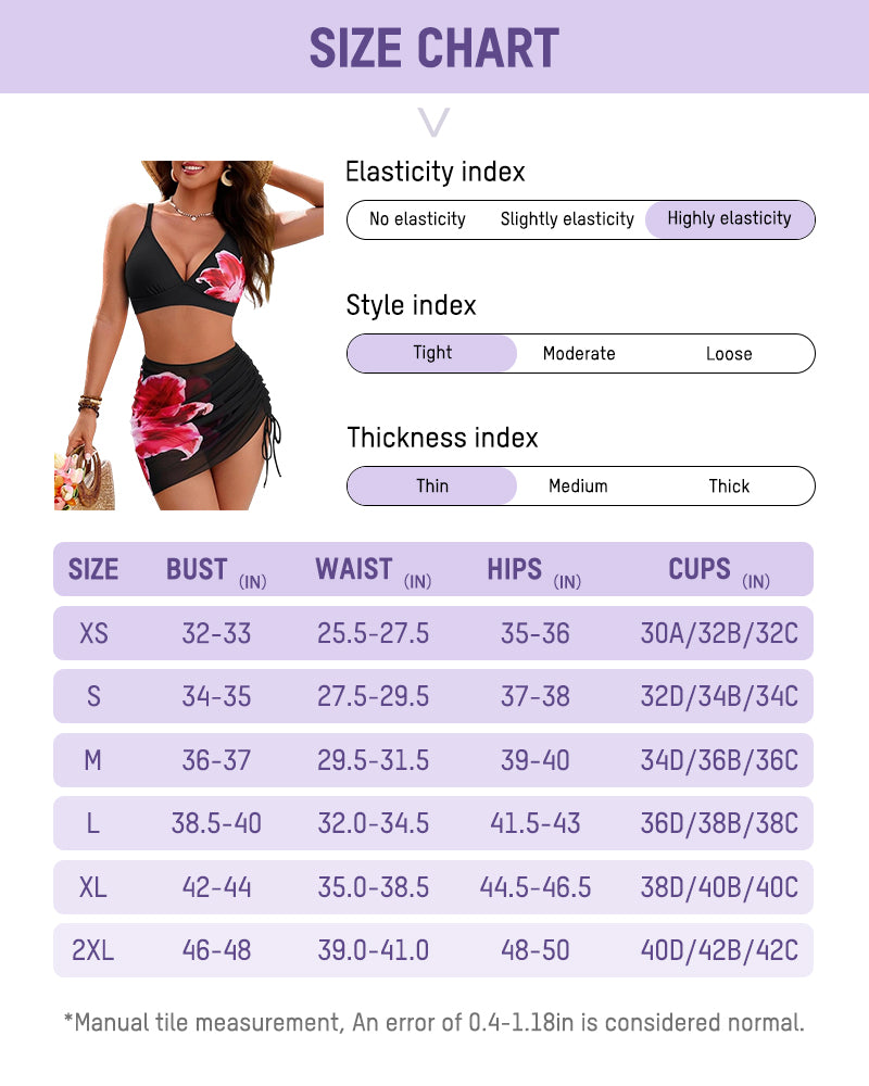 3-Piece Floral Modest High-Waist Swim Skirt Set