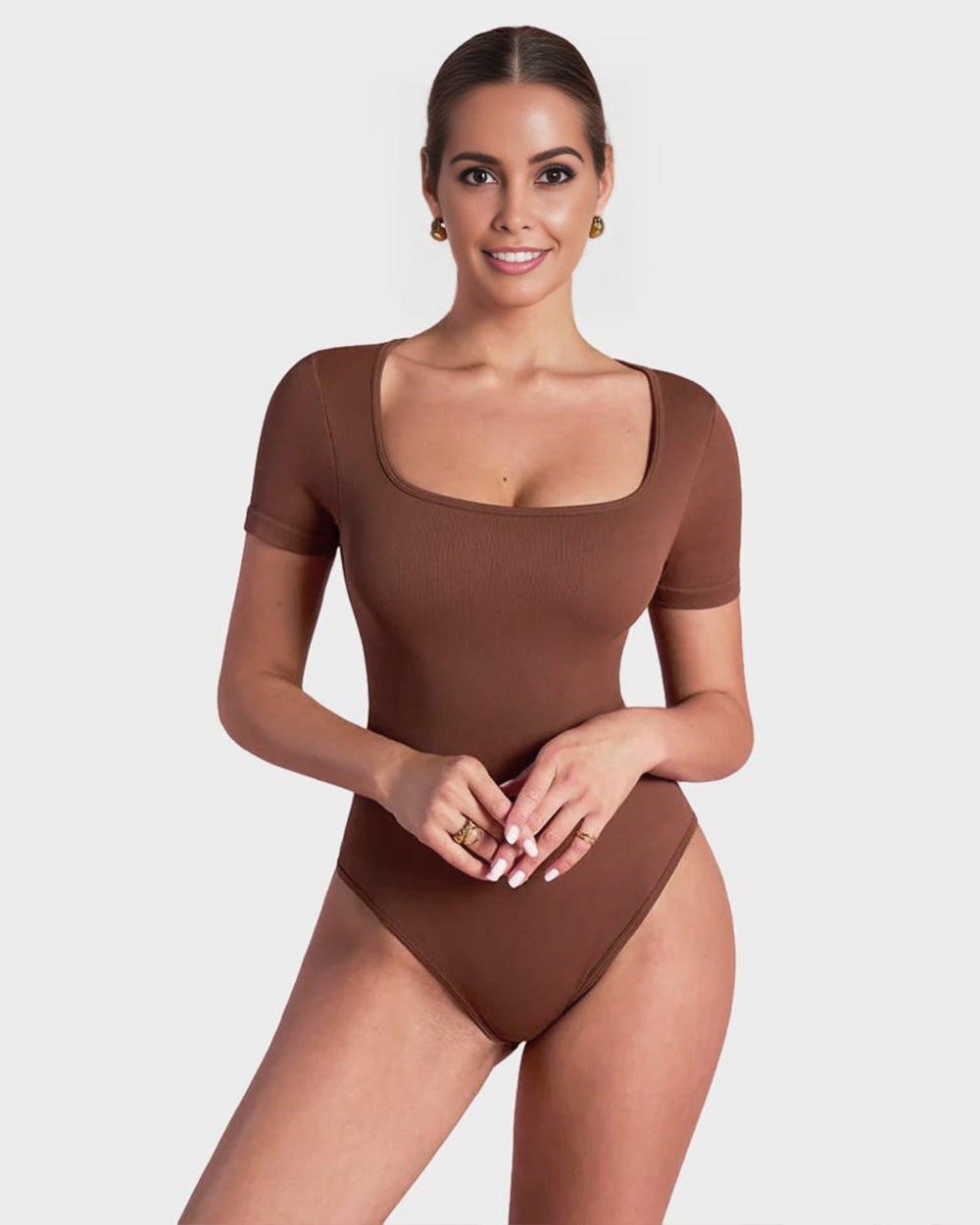 SheCurve® Basic Square Neck Thong Bodysuit