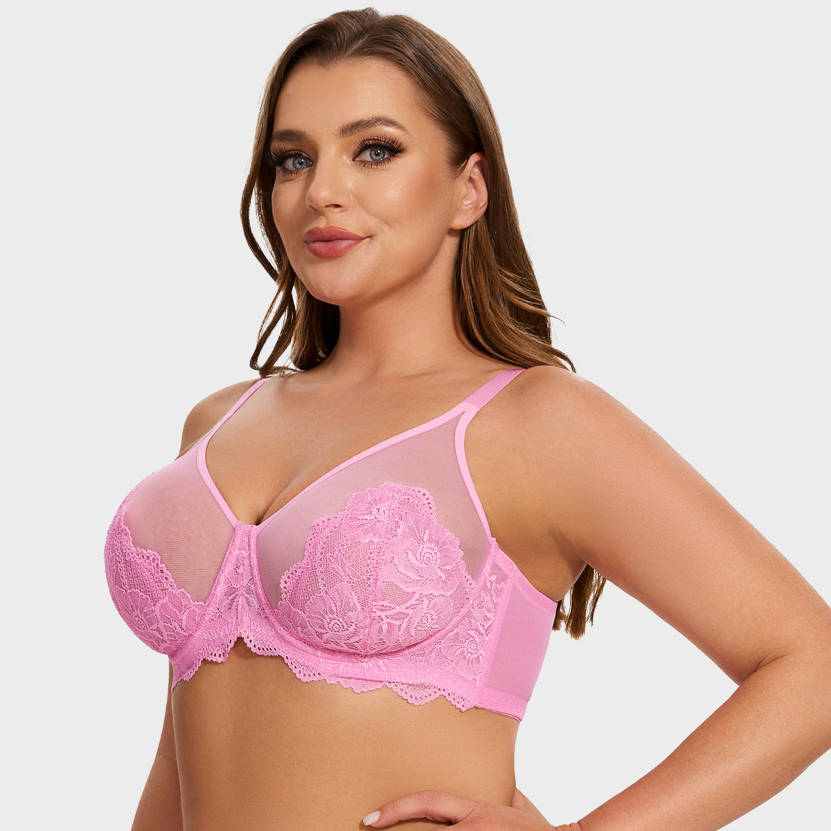 SheCurve®Full Coverage Lace Minimizer Bra - Mermaid Black+Pink (2 PACK）