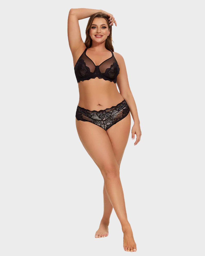 SheCurve® Full Coverage Lace Black Minimizer Bra