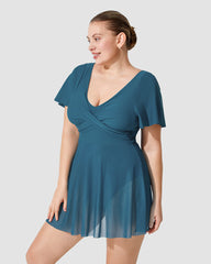 Plus Size Full Coverage Ruffle Swimdress