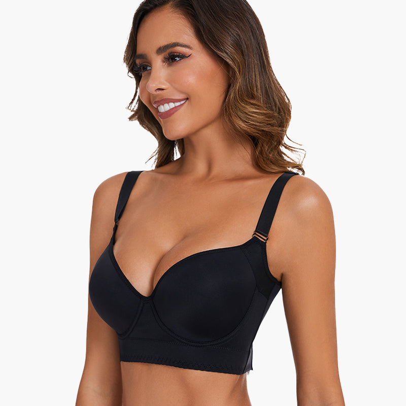 SheCurve® Push-Up Back Smoothing Bra - Black+Beige (2 PACK）