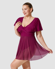 Plus Size Full Coverage Ruffle Swimdress