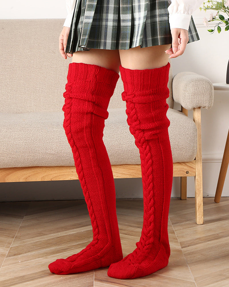 SheCurve®Warm Cable Knit Over-Knee Socks