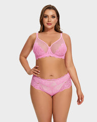 SheCurve® Full Coverage Lace Pink Minimizer Bra