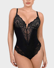 SheCurve® Sexy Lace Deep-V Neck Bodysuit