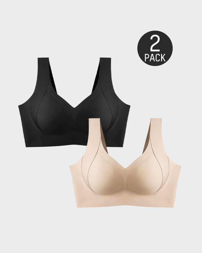 Shecurve®Enhanced w Support Adjustment Comfort Bra-Black+Skin