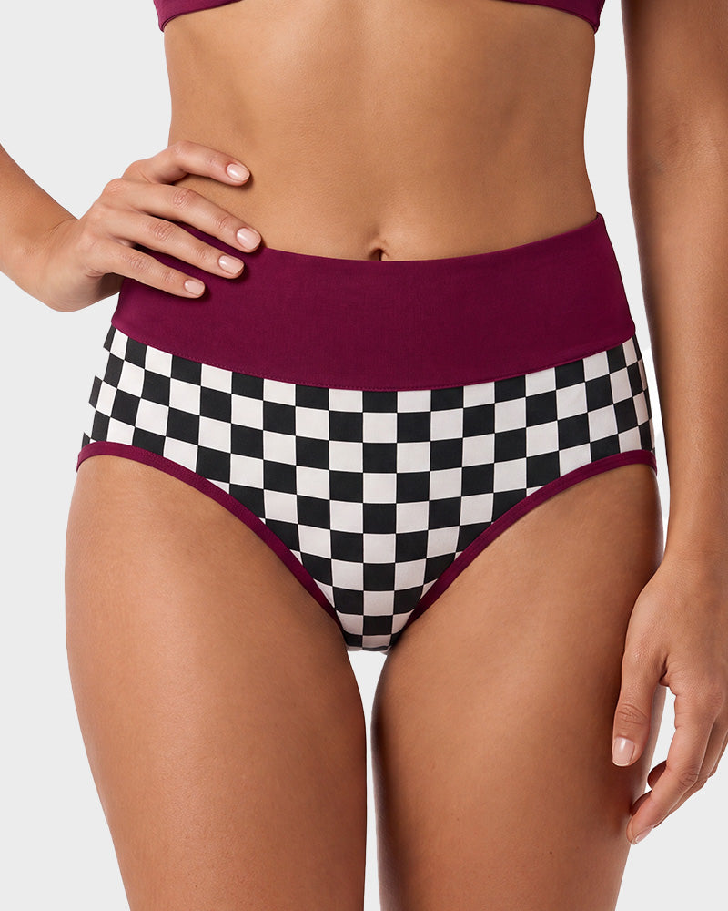 5-Pack Checkerboard High-Waisted Cotton Briefs