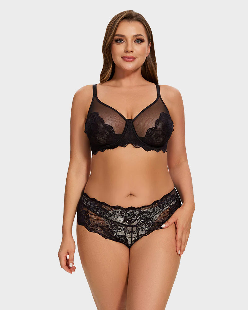 SheCurve® Full Coverage Lace Black Minimizer Bra