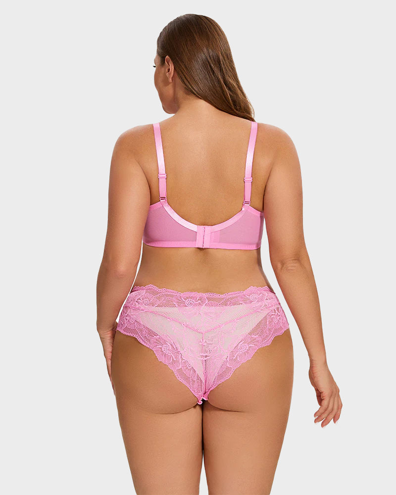 SheCurve® Full Coverage Lace Pink Minimizer Bra