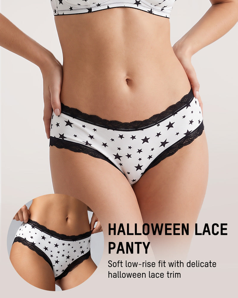 6-Pack Gothic Halloween Lace-Trim Hipster Panties