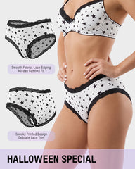 6-Pack Gothic Halloween Lace-Trim Hipster Panties