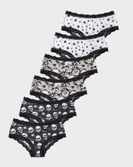 6-Pack Gothic Halloween Lace-Trim Hipster Panties