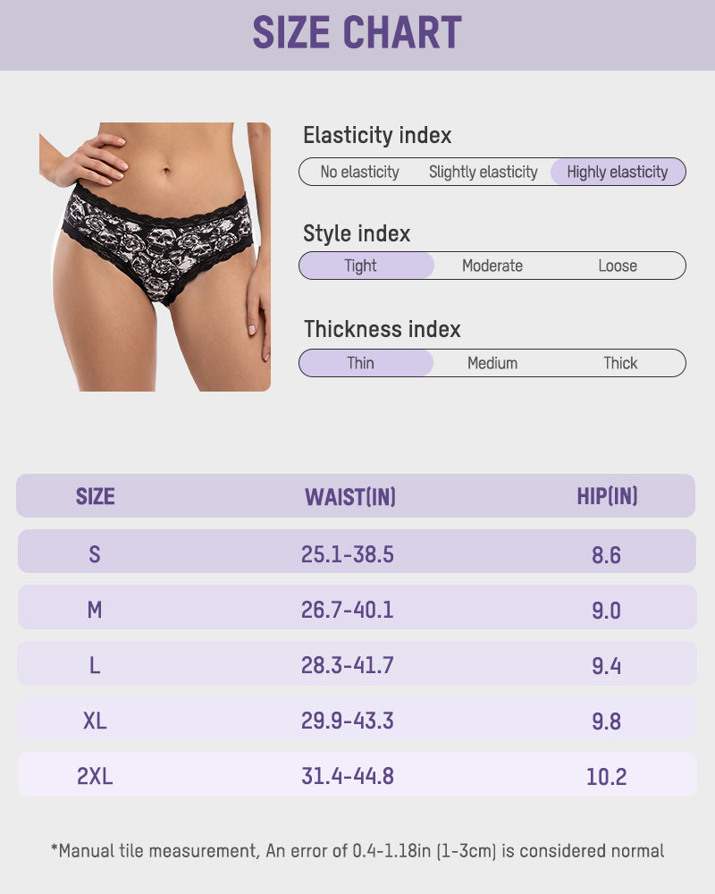 6-Pack Gothic Halloween Lace-Trim Hipster Panties